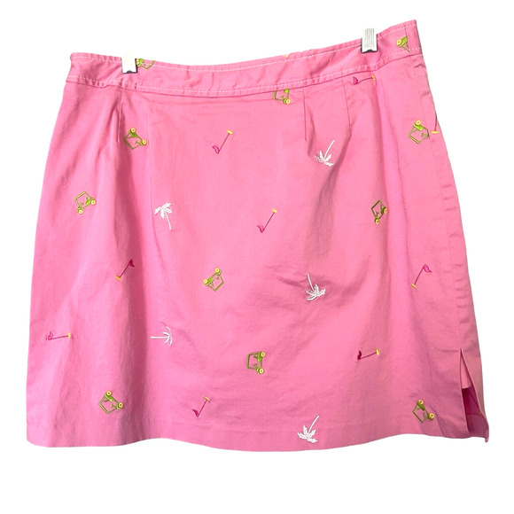 Island Republic Golf Skort Womens Size 14 Pink Embroidered Palm Tree Golf Cart - Picture 2 of 12